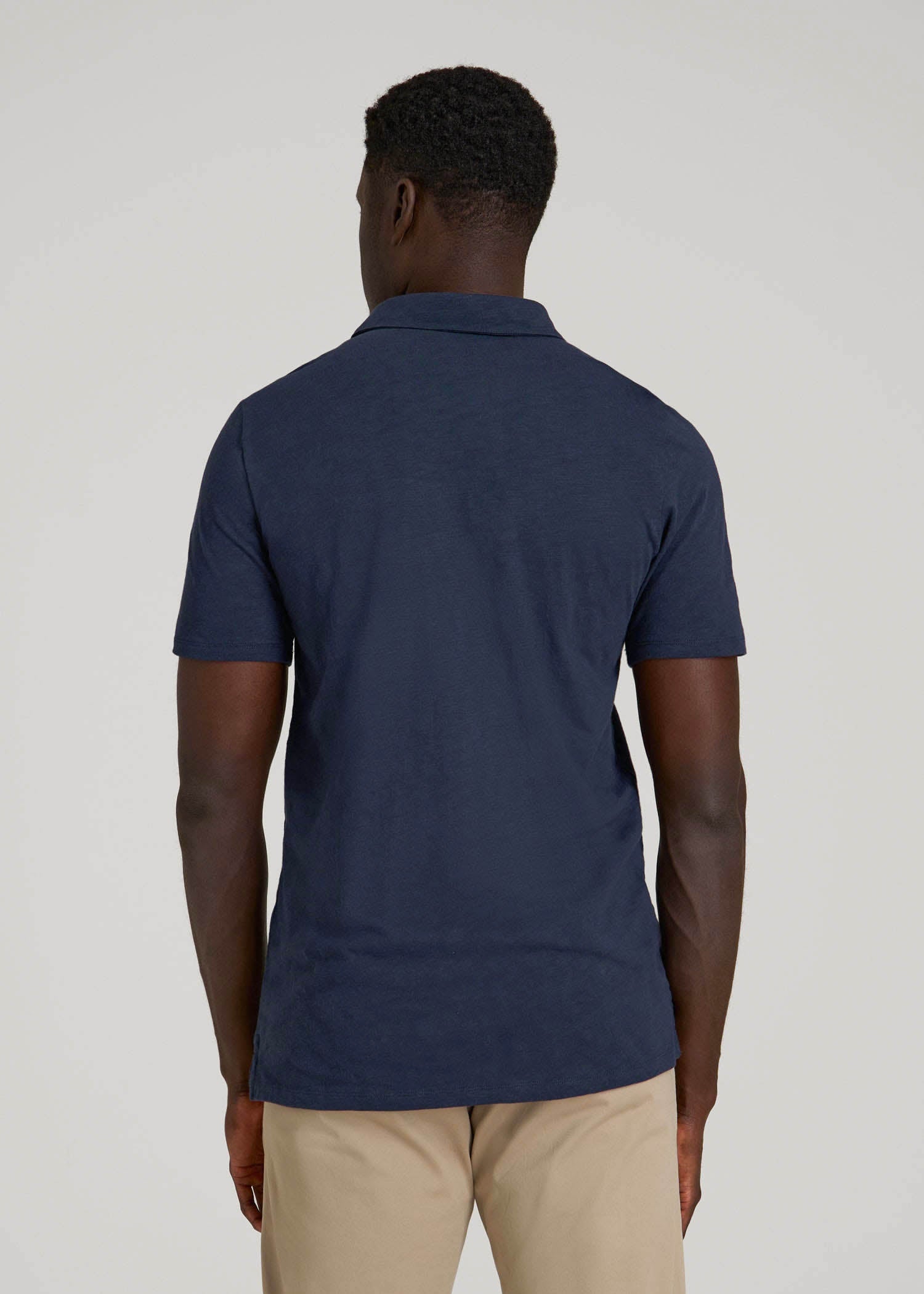 American Tall Outlet | Slub Self Collar Polo Shirt for Tall Men in Navy