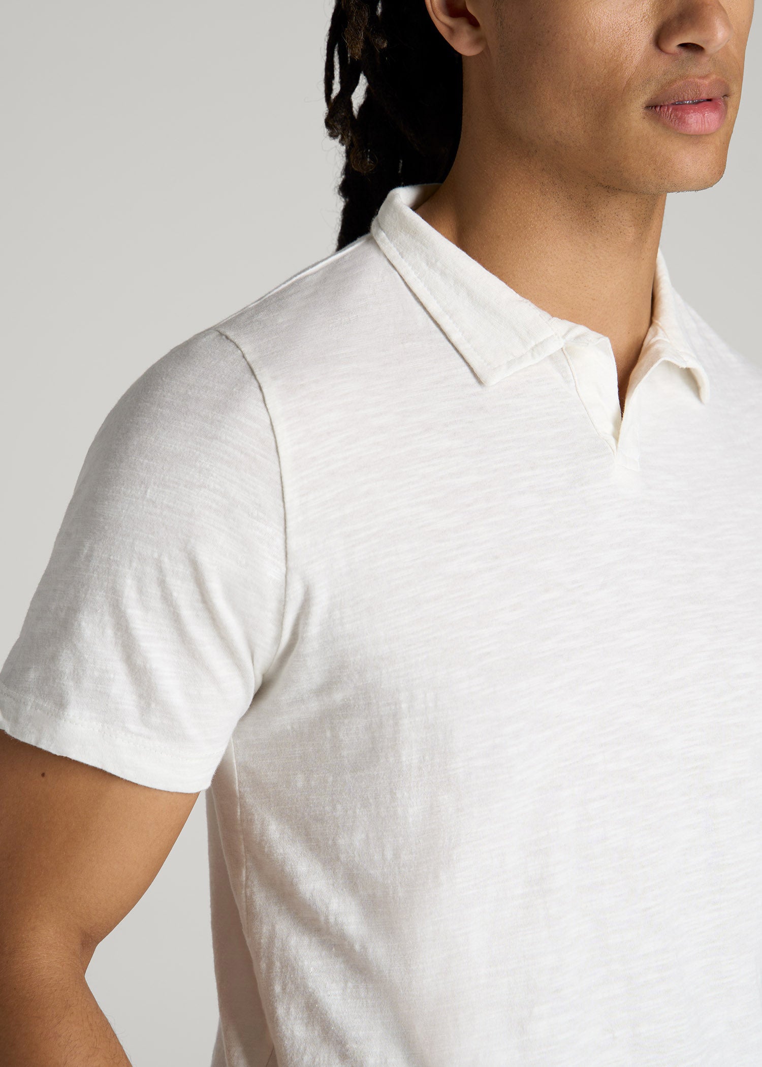 American Tall For Sale | Slub Polo Shirt for Tall Men in Ecru