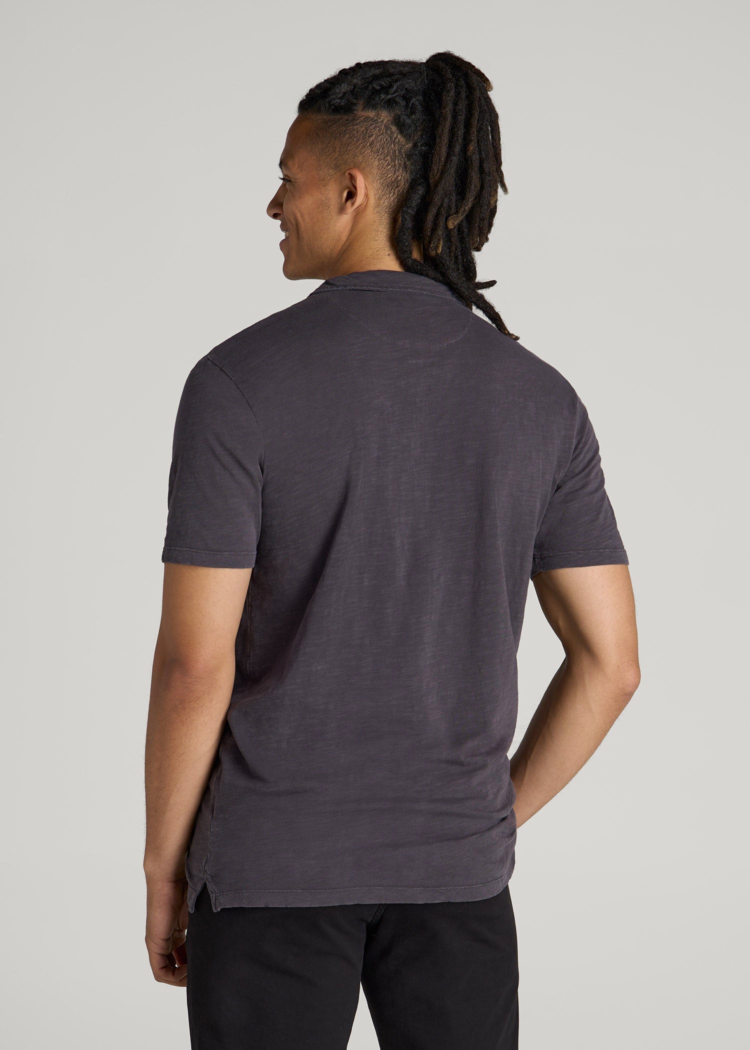 American Tall Online Shop | Slub Polo Shirt for Tall Men in Charcoal