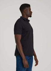 American Tall Discount | Slub Self Collar Polo Shirt for Tall Men in Black