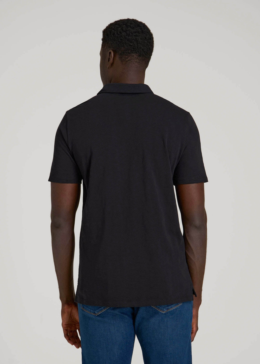 American Tall Discount | Slub Self Collar Polo Shirt for Tall Men in Black