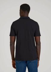 American Tall Discount | Slub Self Collar Polo Shirt for Tall Men in Black