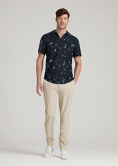 American Tall Online | Coastal Perforated Polo Shirt for Tall Men in Black and Violet Floral