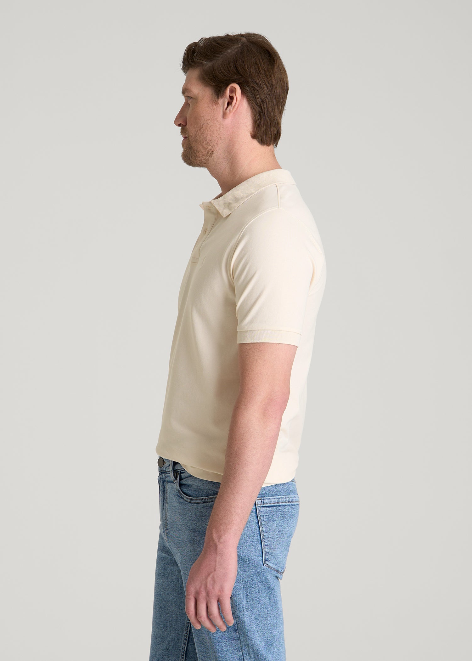 American Tall Sale | Classic Polo with Embroidered Logo for Tall Men in White Sand