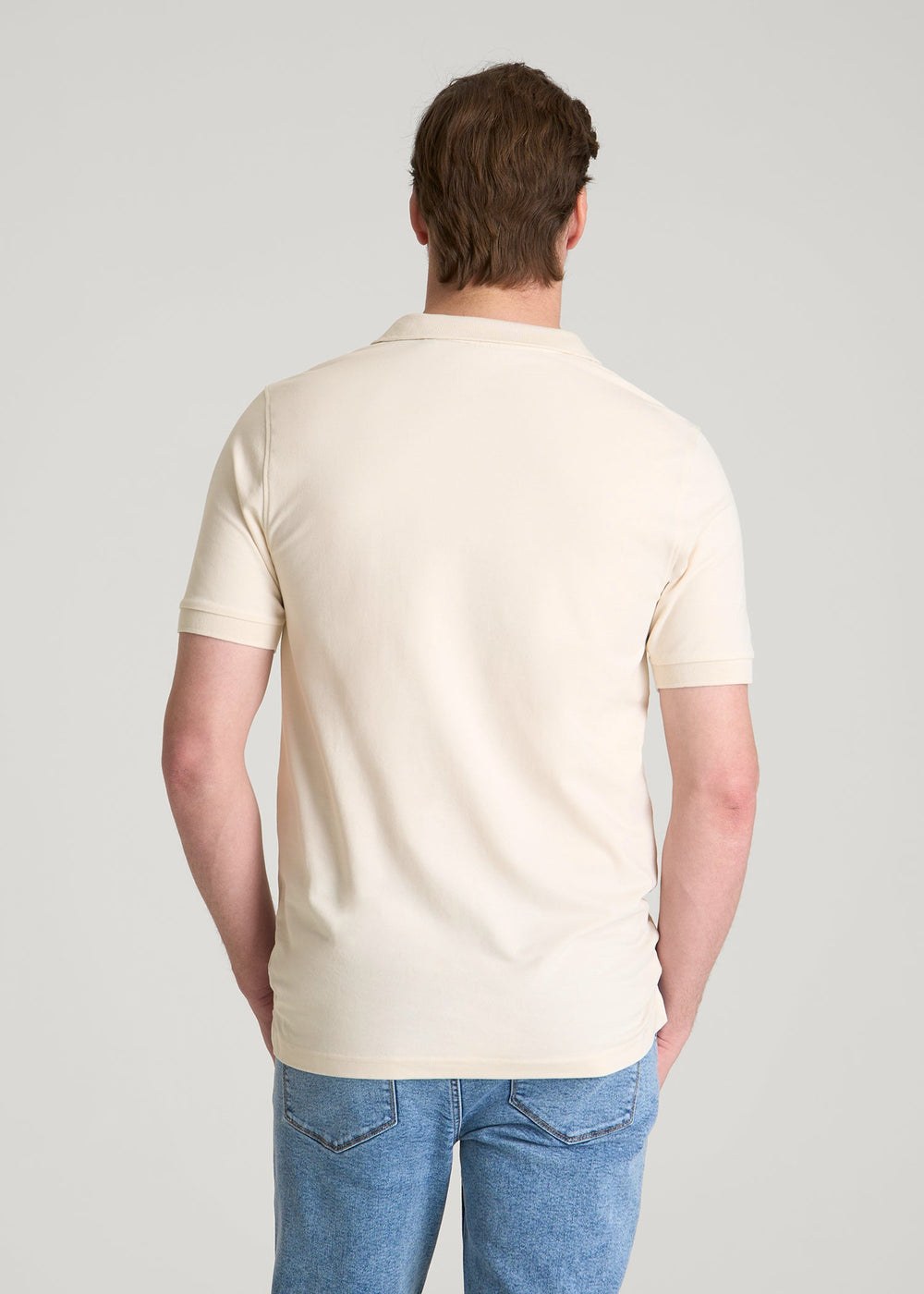 American Tall Sale | Classic Polo with Embroidered Logo for Tall Men in White Sand
