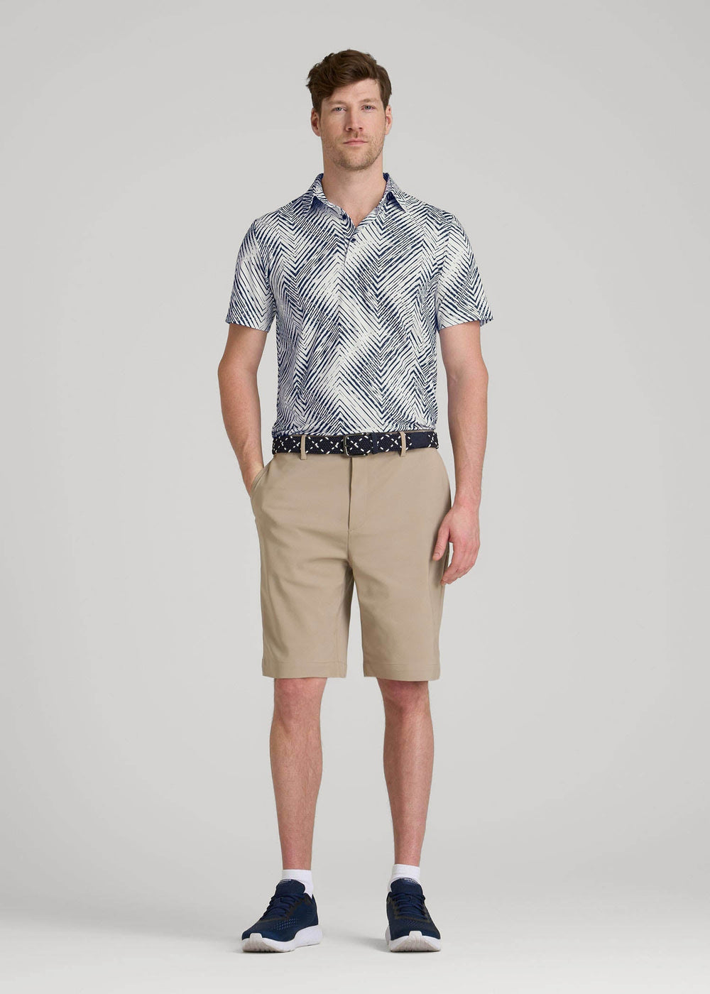 American Tall For Sale | Golf Performance Polo Shirt for Tall Men in Navy Chevron