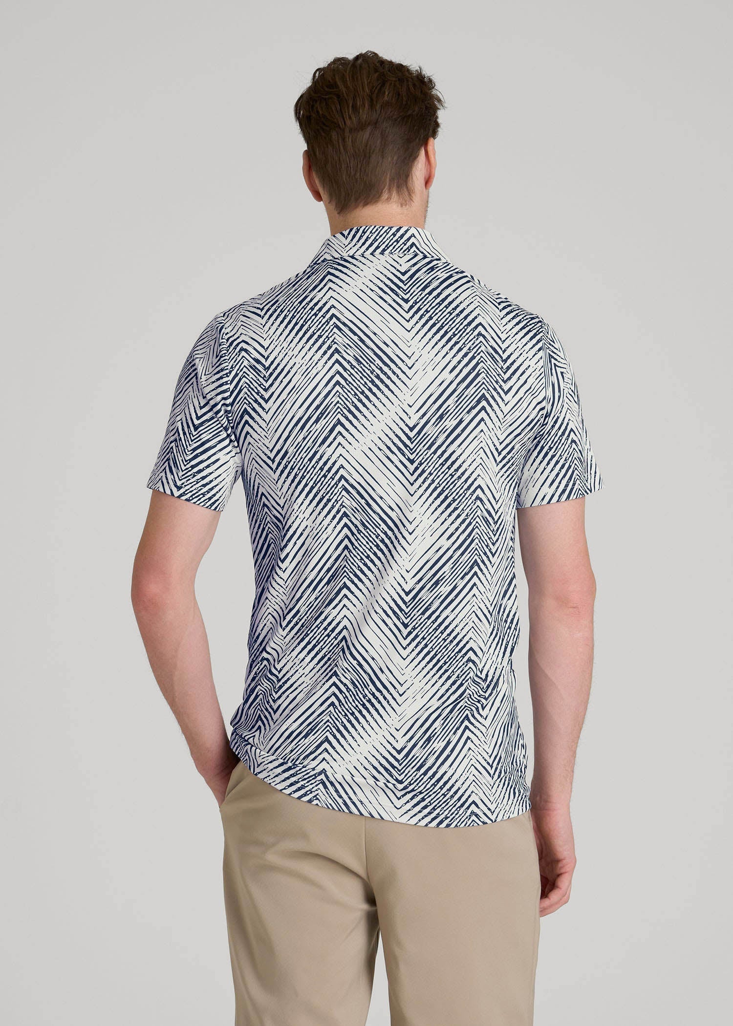 American Tall For Sale | Golf Performance Polo Shirt for Tall Men in Navy Chevron