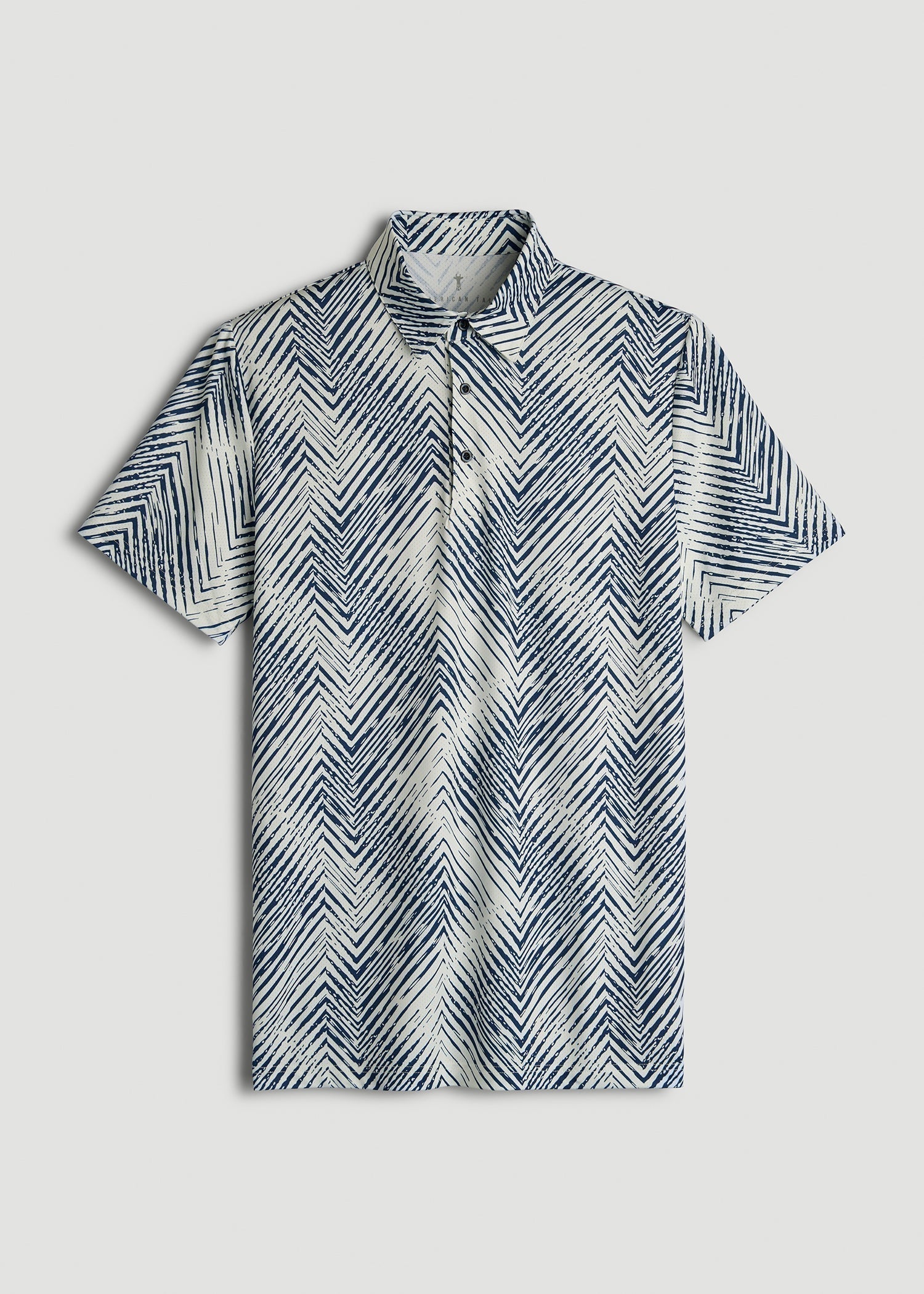 American Tall For Sale | Golf Performance Polo Shirt for Tall Men in Navy Chevron
