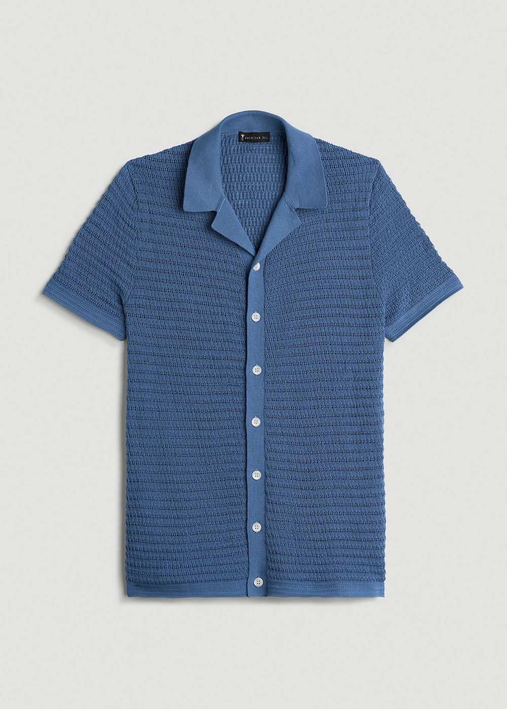 American Tall Online Shop | Short Sleeve Crochet Polo Cardigan for Tall Men in Deep Cobalt