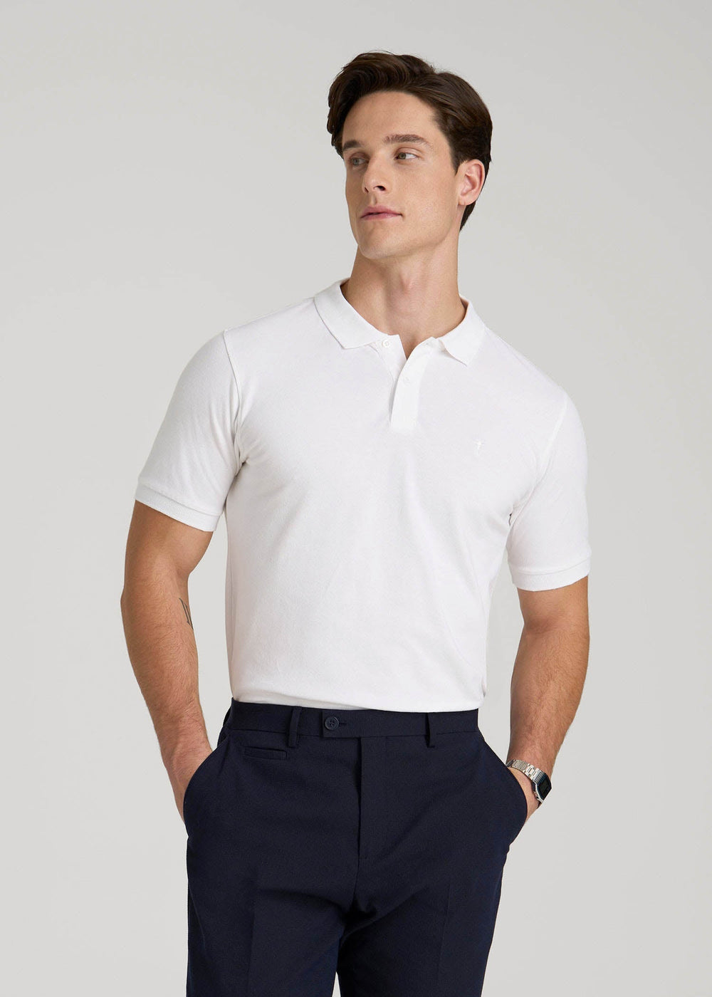 American Tall Discount | Classic Polo with Embroidered Logo for Tall Men in Bright White