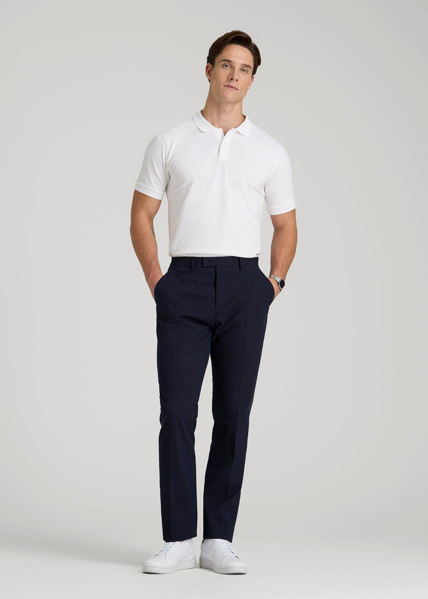 American Tall Discount | Classic Polo with Embroidered Logo for Tall Men in Bright White