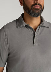 American Tall Online | LJ&S Ultra Soft Short Sleeve Cotton Polo for Tall Men in Vintage Pewter