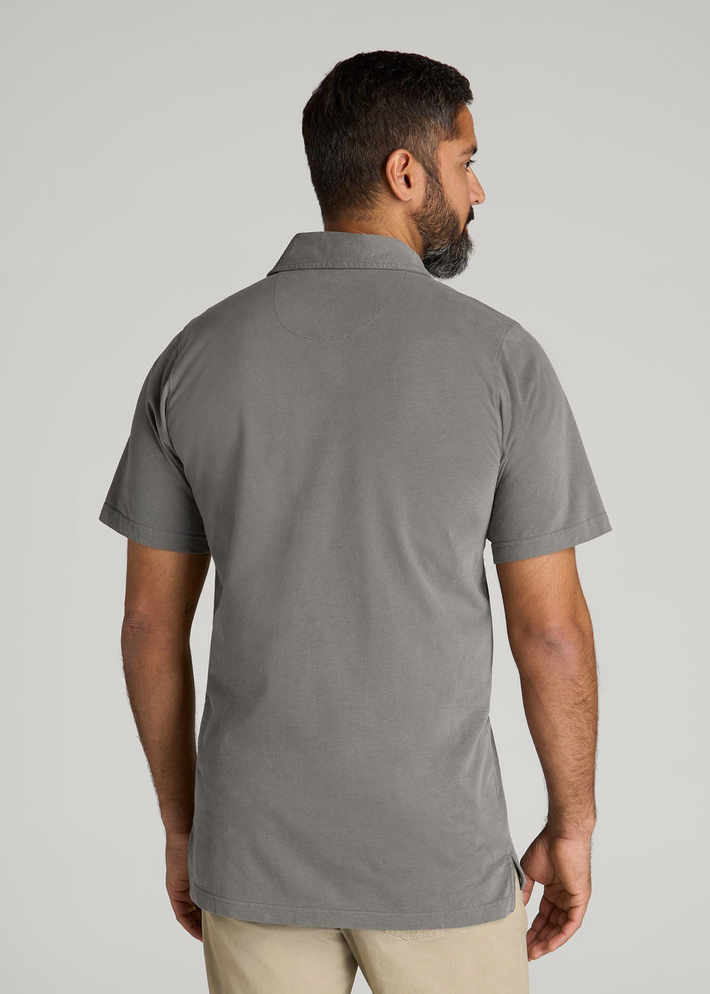 American Tall Online | LJ&S Ultra Soft Short Sleeve Cotton Polo for Tall Men in Vintage Pewter