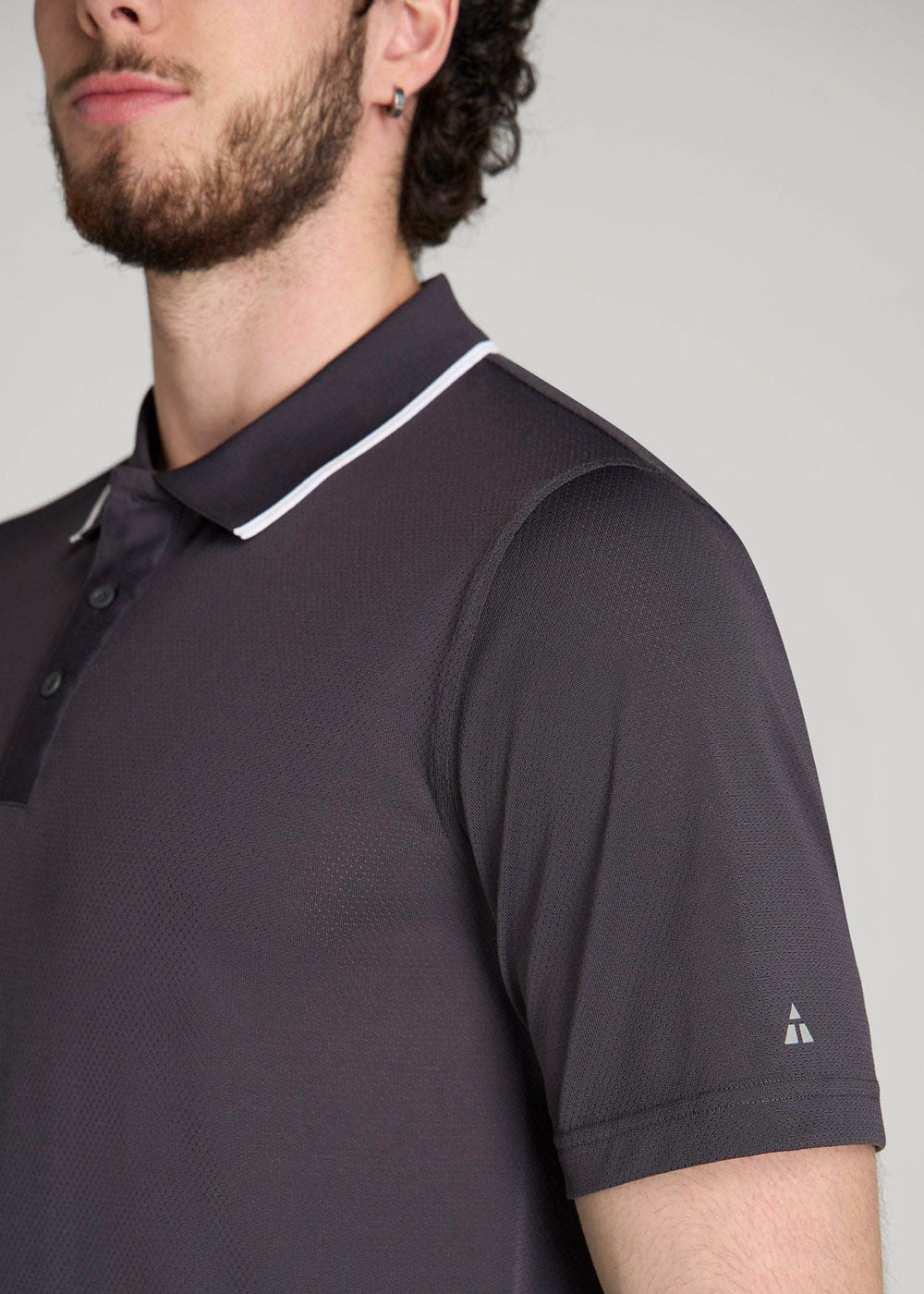 American Tall Outlet | A.T. Performance Tipped Golf Polo for Tall Men in Charcoal