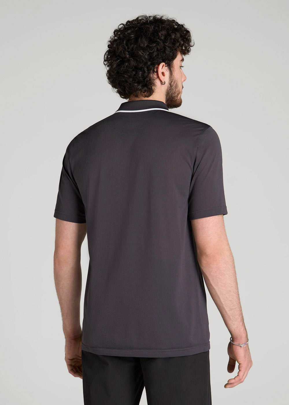 American Tall Outlet | A.T. Performance Tipped Golf Polo for Tall Men in Charcoal