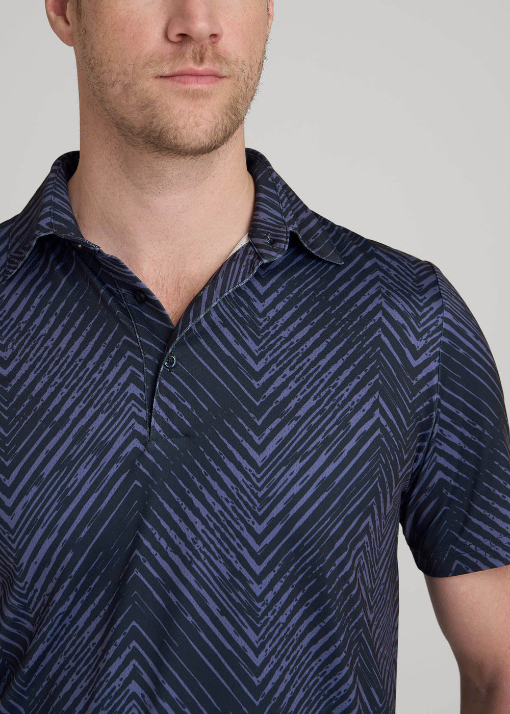 American Tall Online Shop | Golf Performance Polo Shirt for Tall Men in Future Dusk Chevron