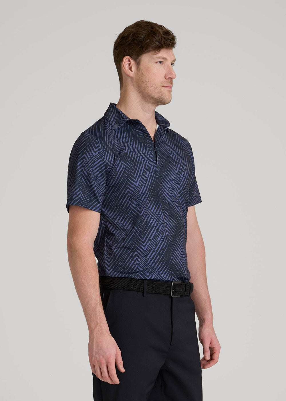 American Tall Online Shop | Golf Performance Polo Shirt for Tall Men in Future Dusk Chevron