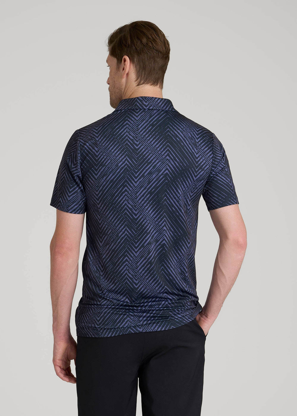 American Tall Online Shop | Golf Performance Polo Shirt for Tall Men in Future Dusk Chevron