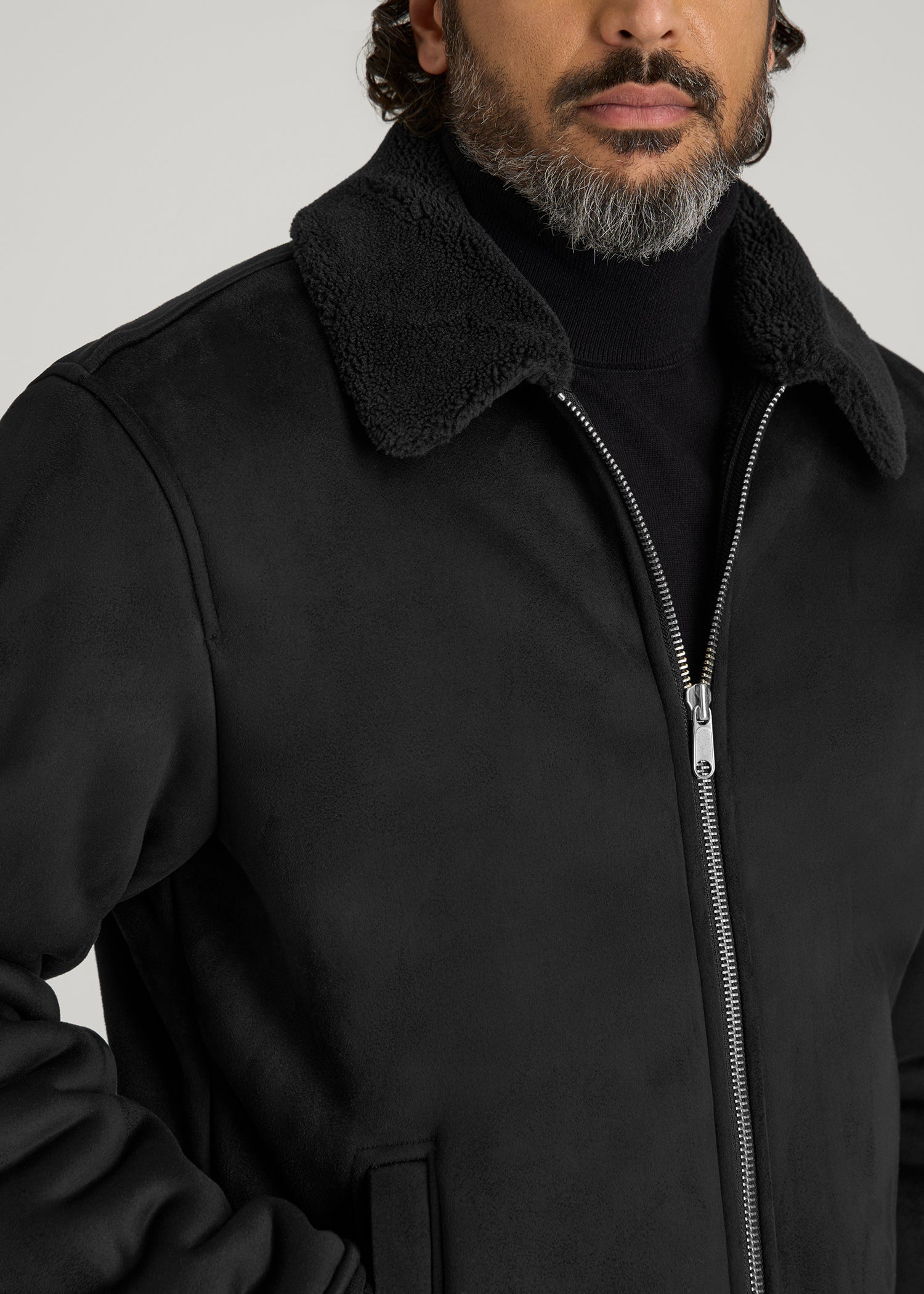 American Tall Online | Sherpa Bomber Jacket for Tall Men in Black