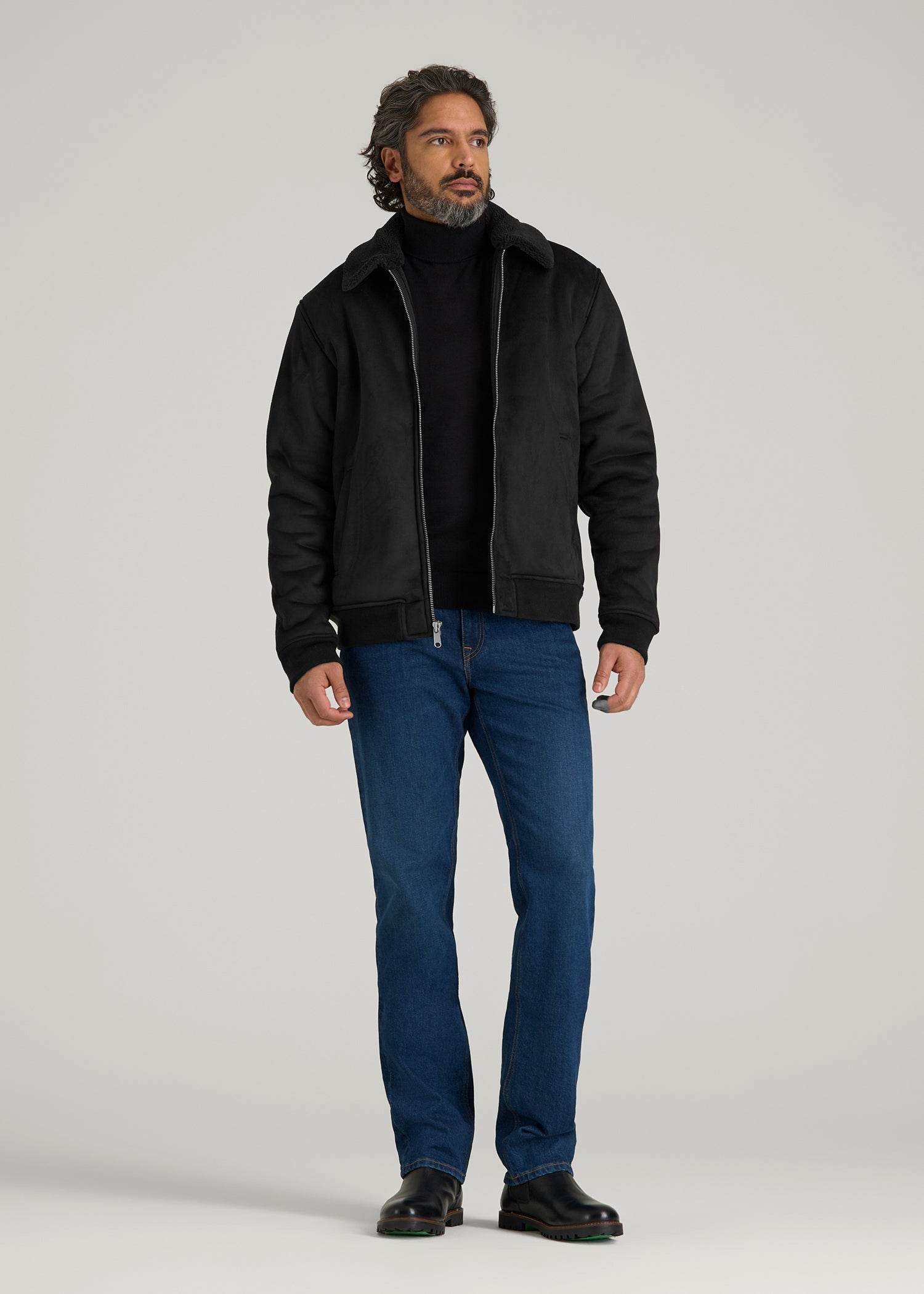 American Tall Online | Sherpa Bomber Jacket for Tall Men in Black