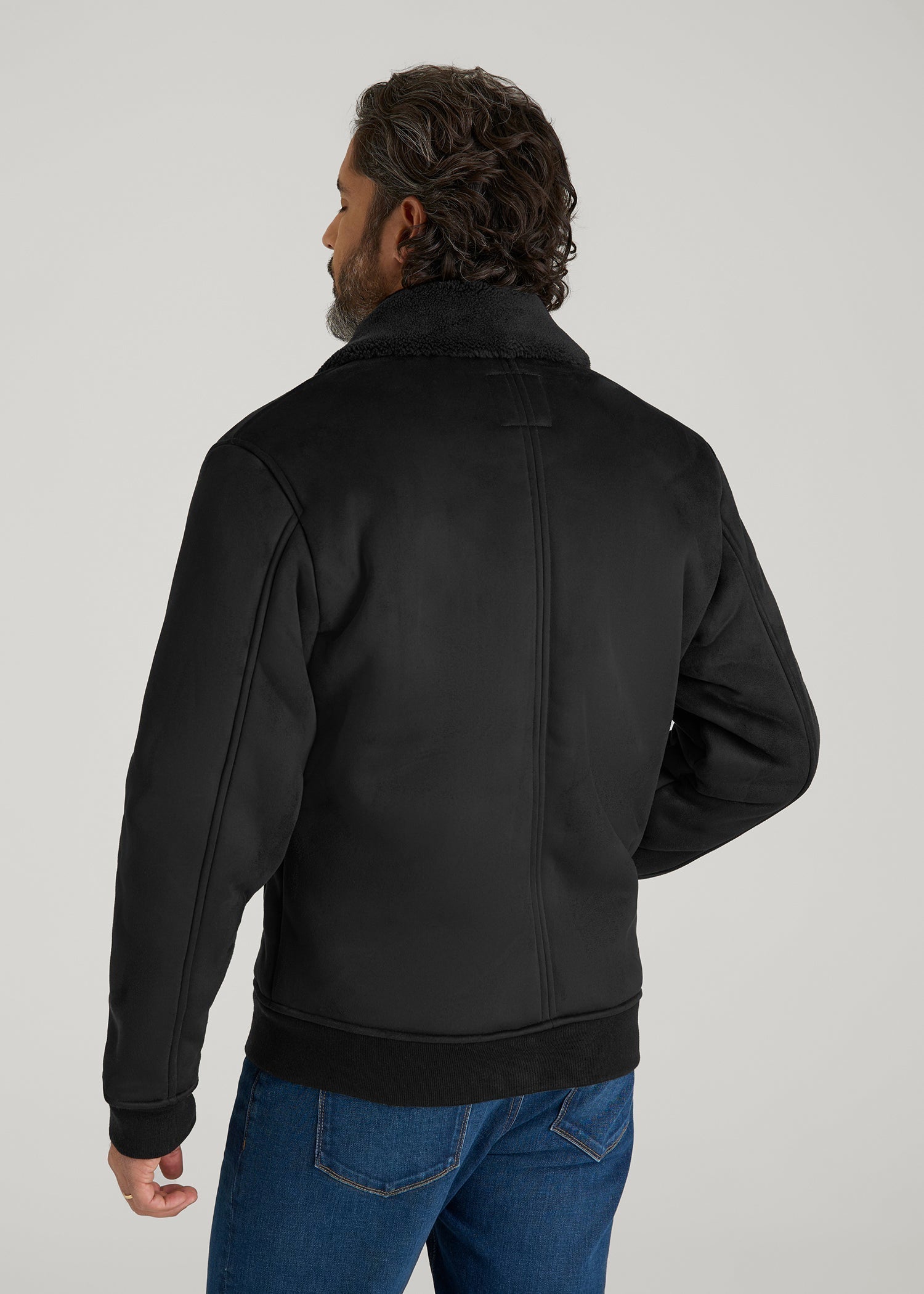 American Tall Online | Sherpa Bomber Jacket for Tall Men in Black