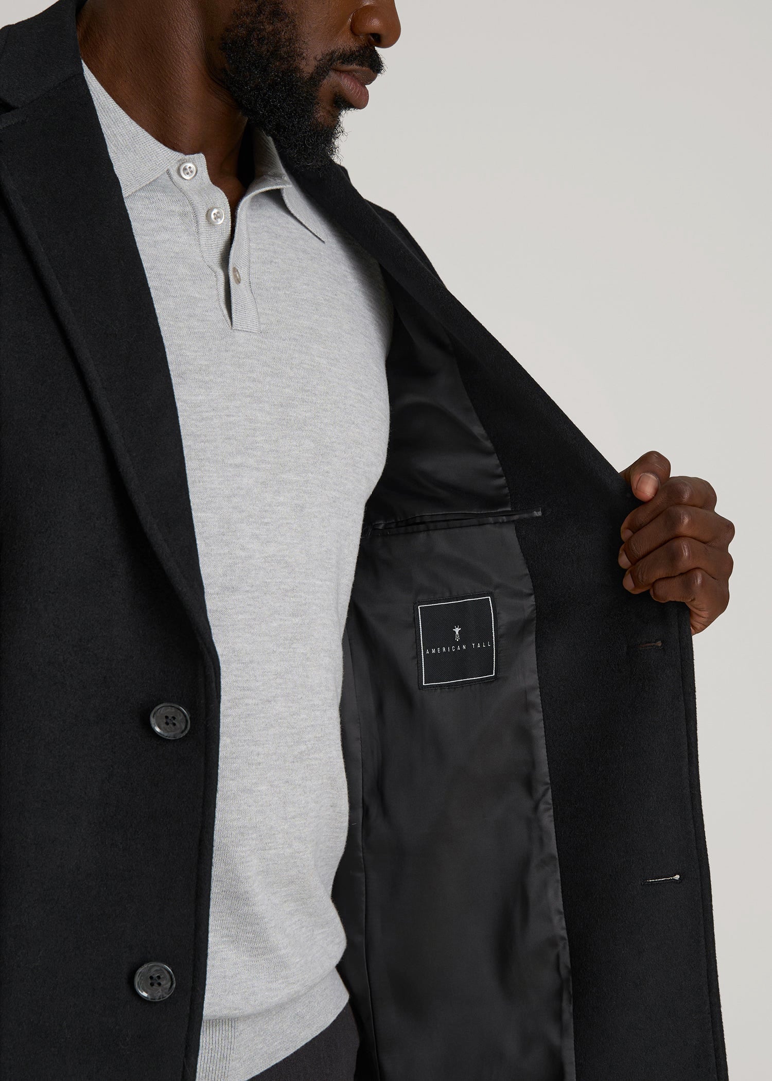 American Tall Sale | Wool Coat for Tall Men in Black