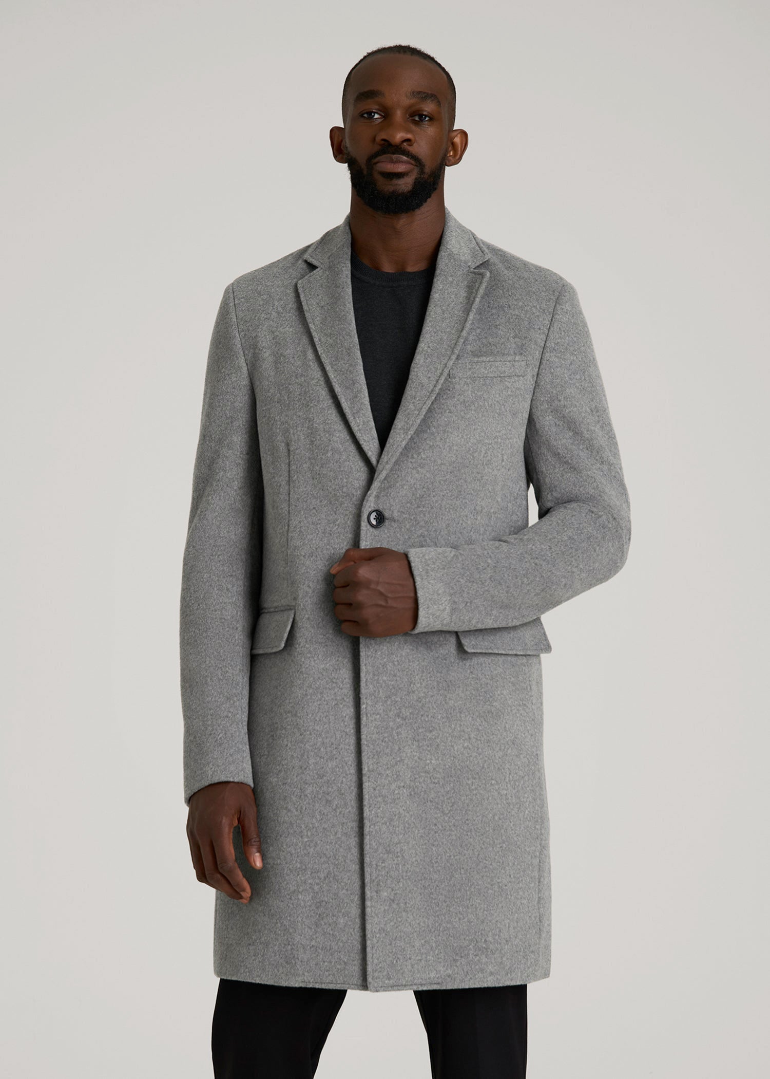 American Tall Outlet | Wool Coat for Tall Men in Mid Grey Mix