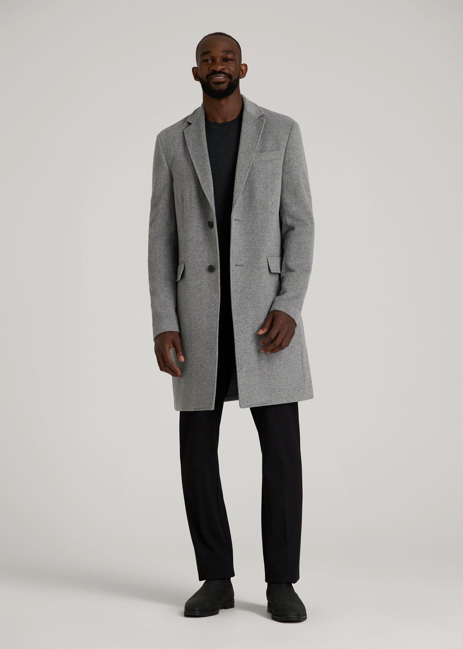 American Tall Outlet | Wool Coat for Tall Men in Mid Grey Mix