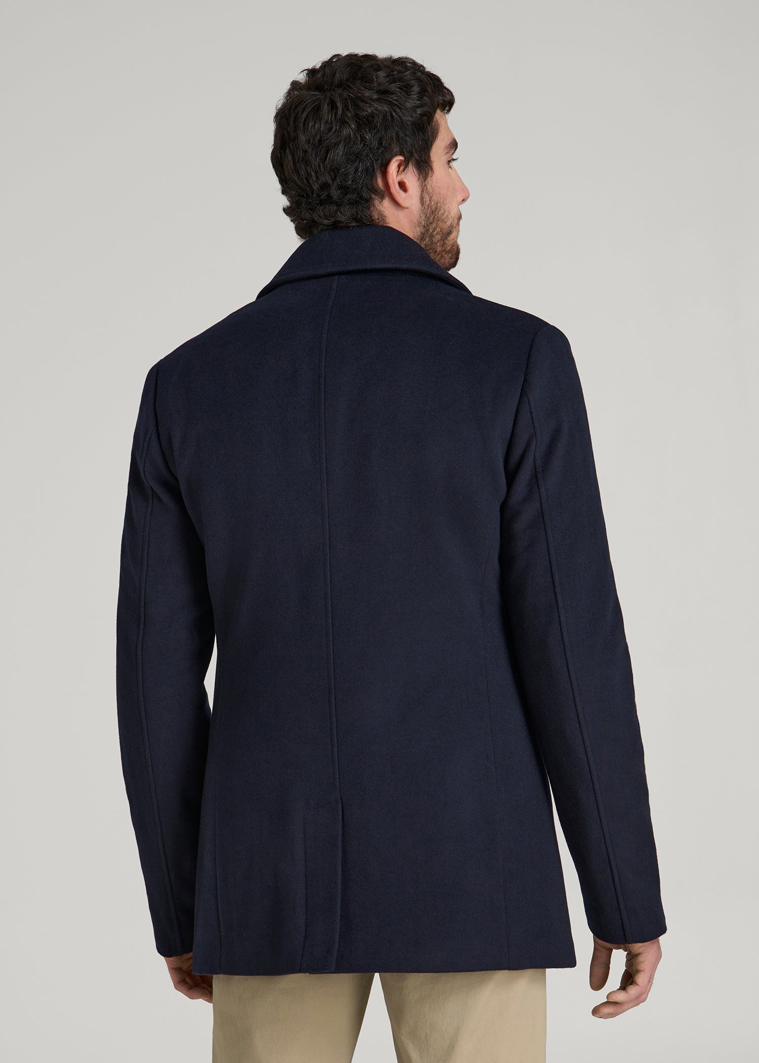 American Tall For Sale | Double-Breasted Wool Peacoat for Tall Men in Deep Navy