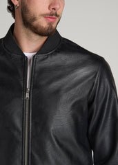 American Tall Discount | True Touch Leather Bomber Jacket for Tall Men in Black