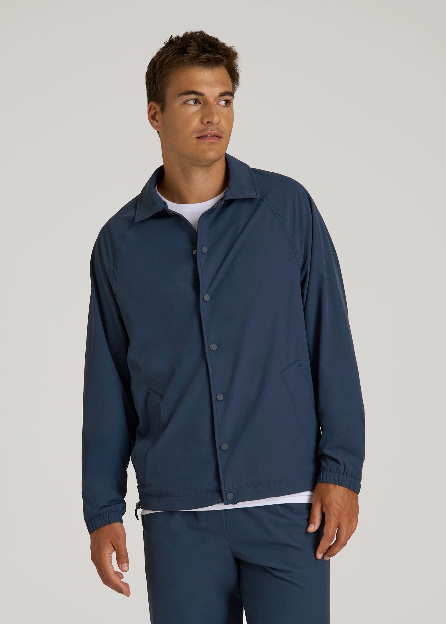 American Tall Online | Flex Nylon Collared Jacket for Tall Men in Navy Blue