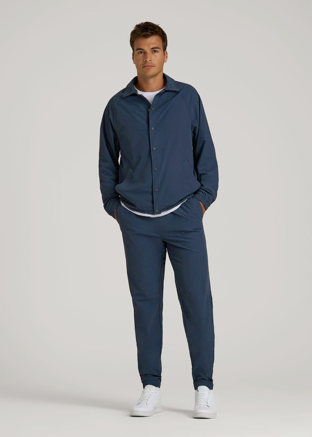 American Tall Online | Flex Nylon Collared Jacket for Tall Men in Navy Blue
