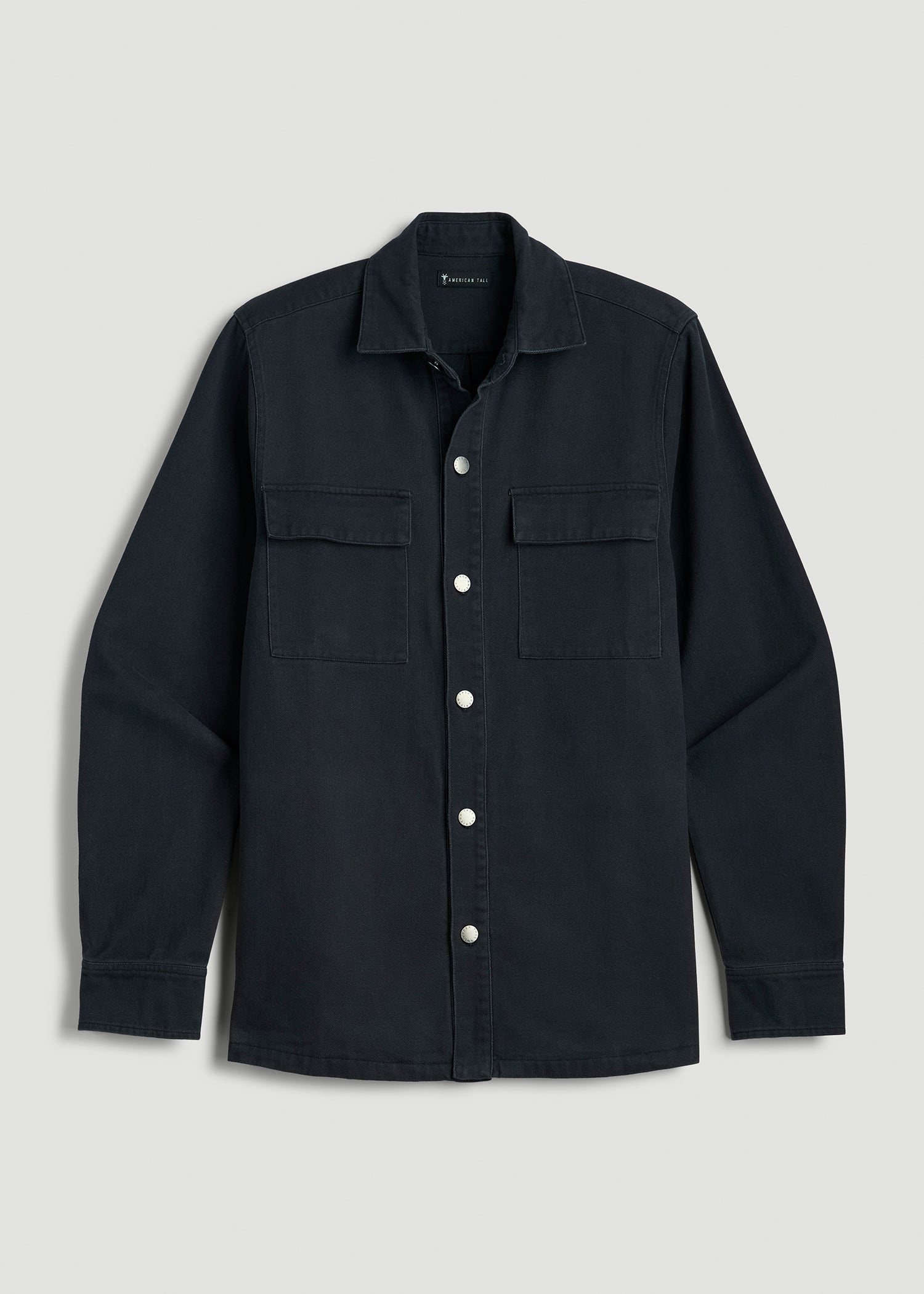 American Tall Sale | Casual Twill Shirt Jacket for Tall Men in Evening Blue