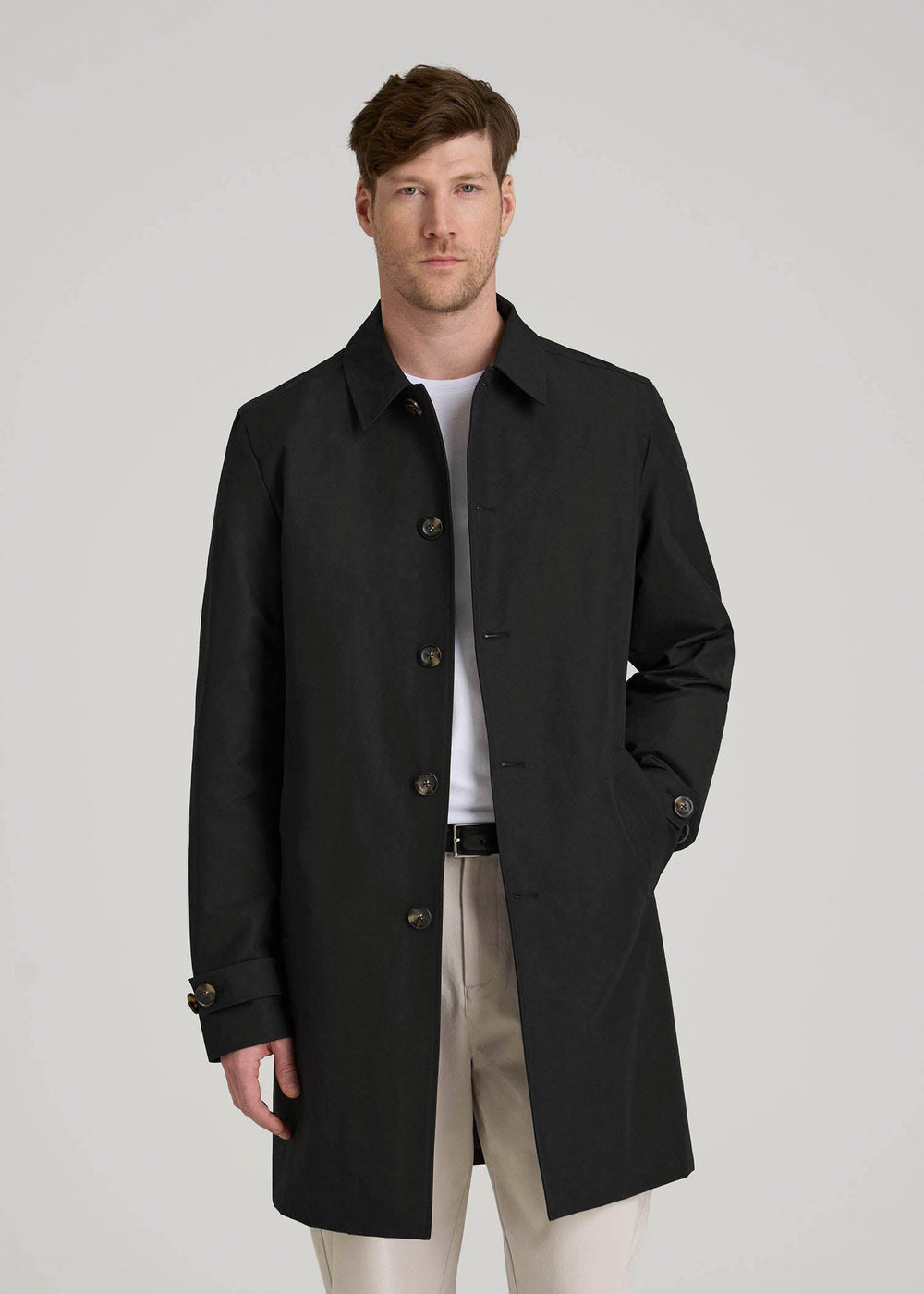 American Tall Online Shop | Minimalist Trench Coat for Tall Men in Black