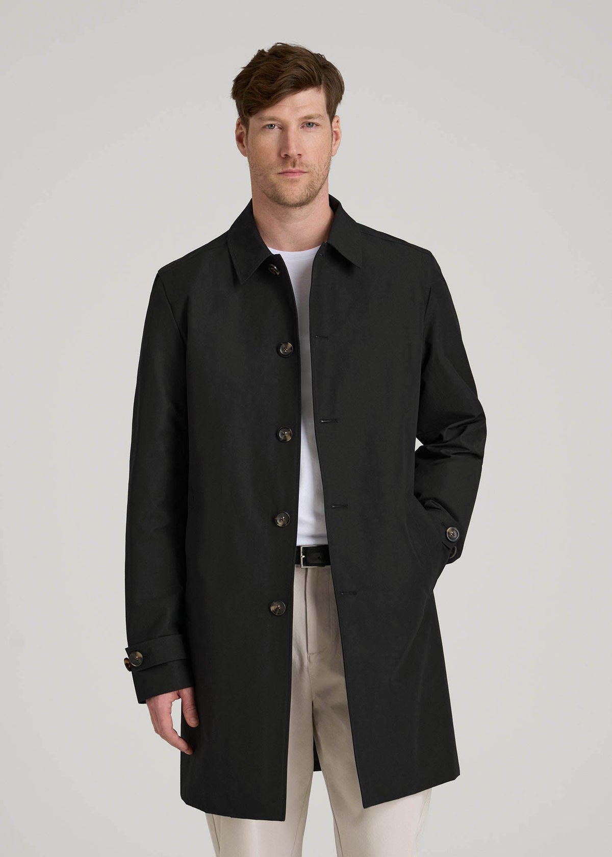 American Tall Online Shop | Minimalist Trench Coat for Tall Men in Black