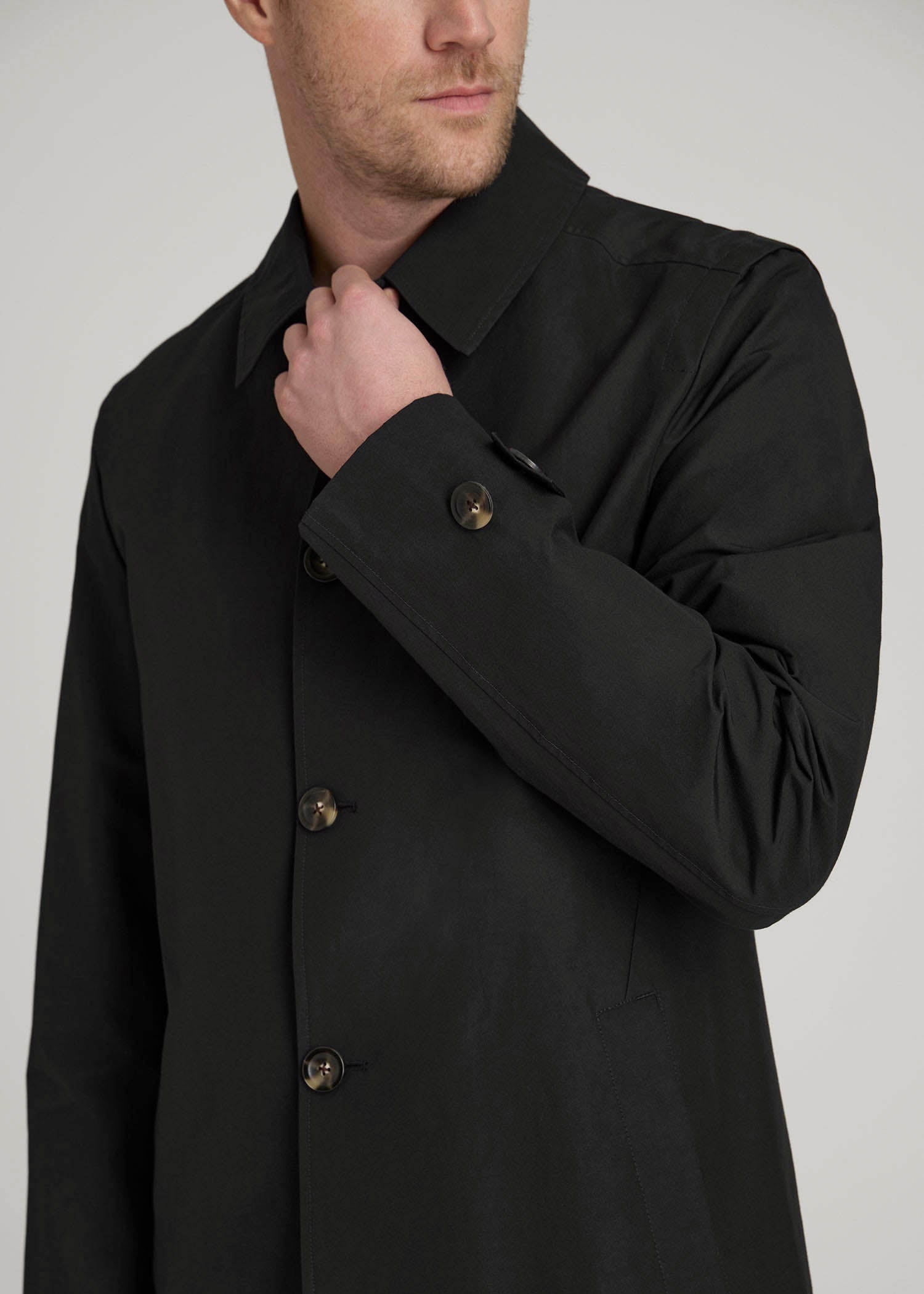 American Tall Online Shop | Minimalist Trench Coat for Tall Men in Black