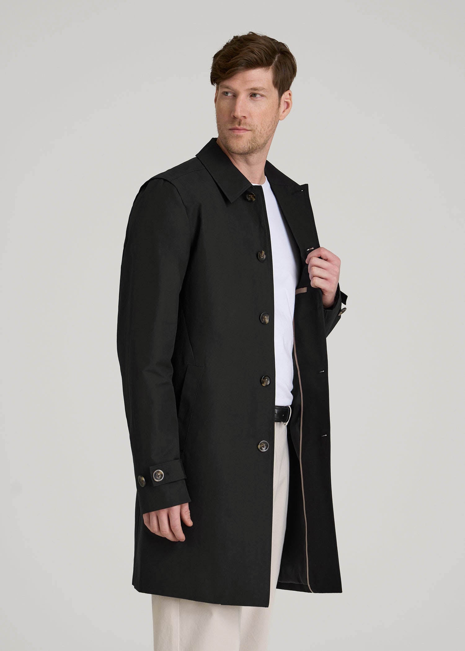 American Tall Online Shop | Minimalist Trench Coat for Tall Men in Black