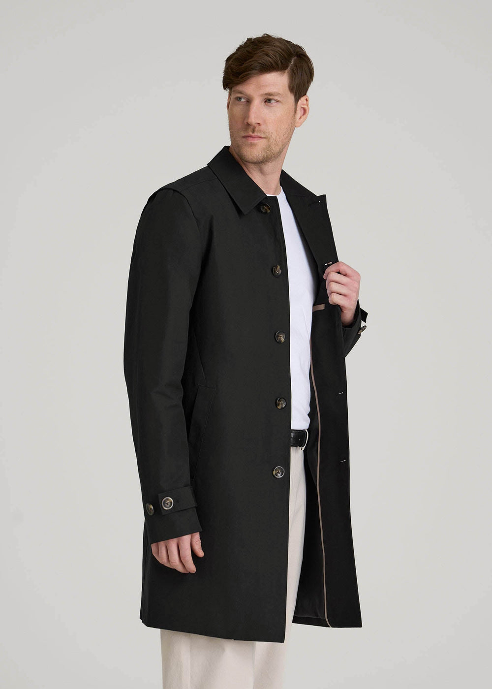American Tall Online Shop | Minimalist Trench Coat for Tall Men in Black