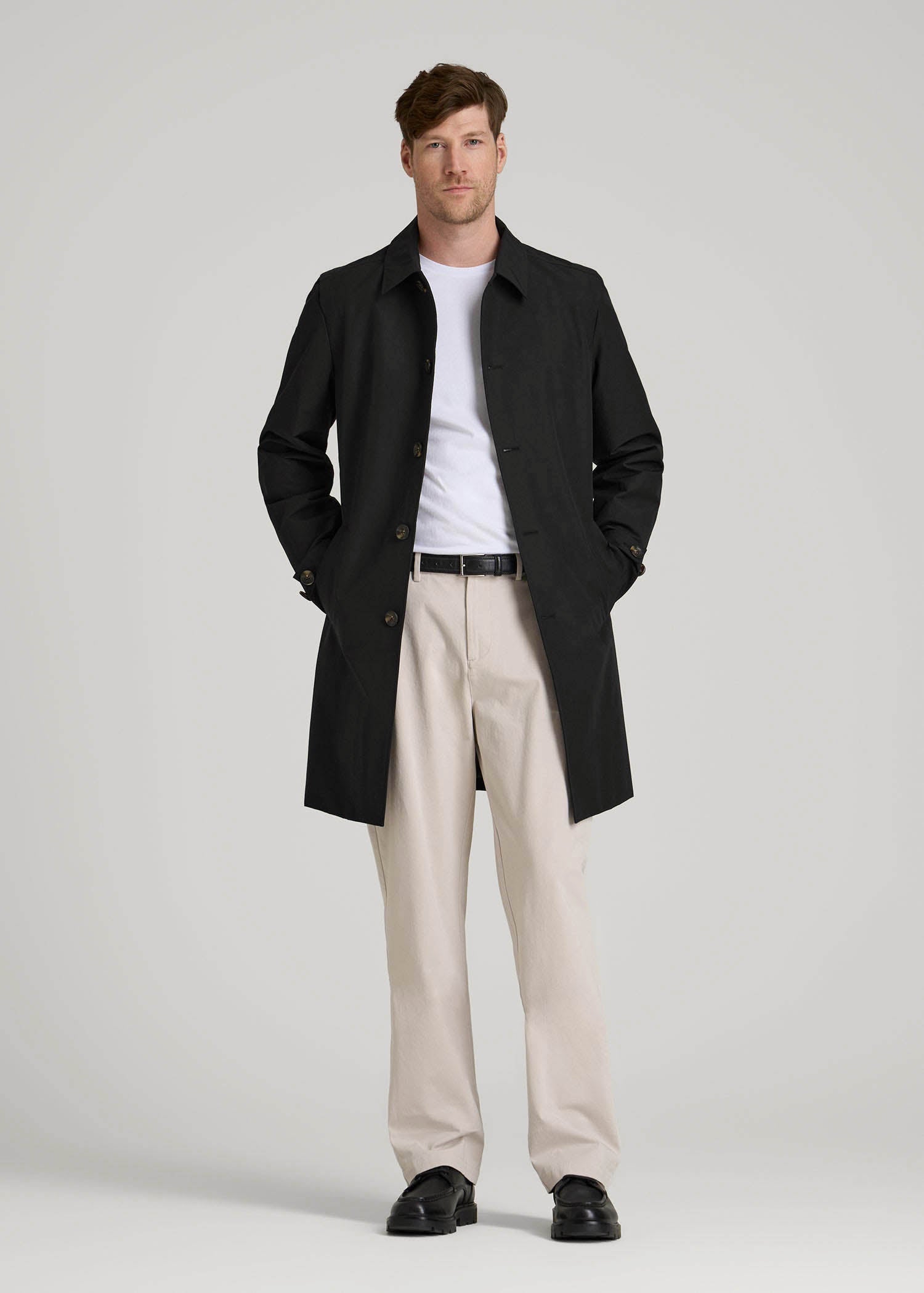 American Tall Online Shop | Minimalist Trench Coat for Tall Men in Black