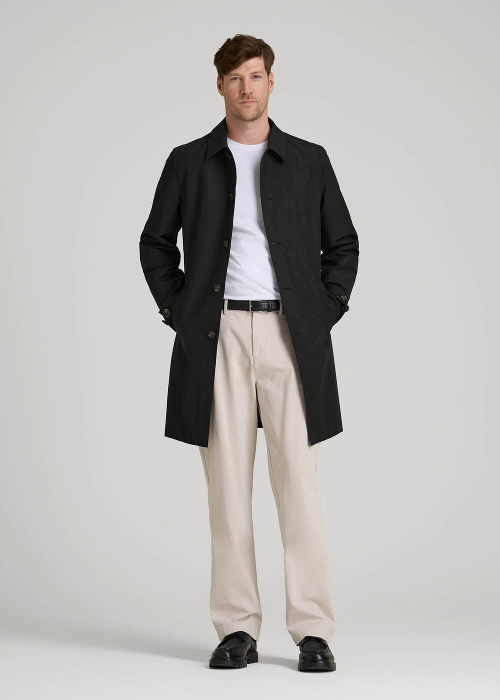 American Tall Online Shop | Minimalist Trench Coat for Tall Men in Black