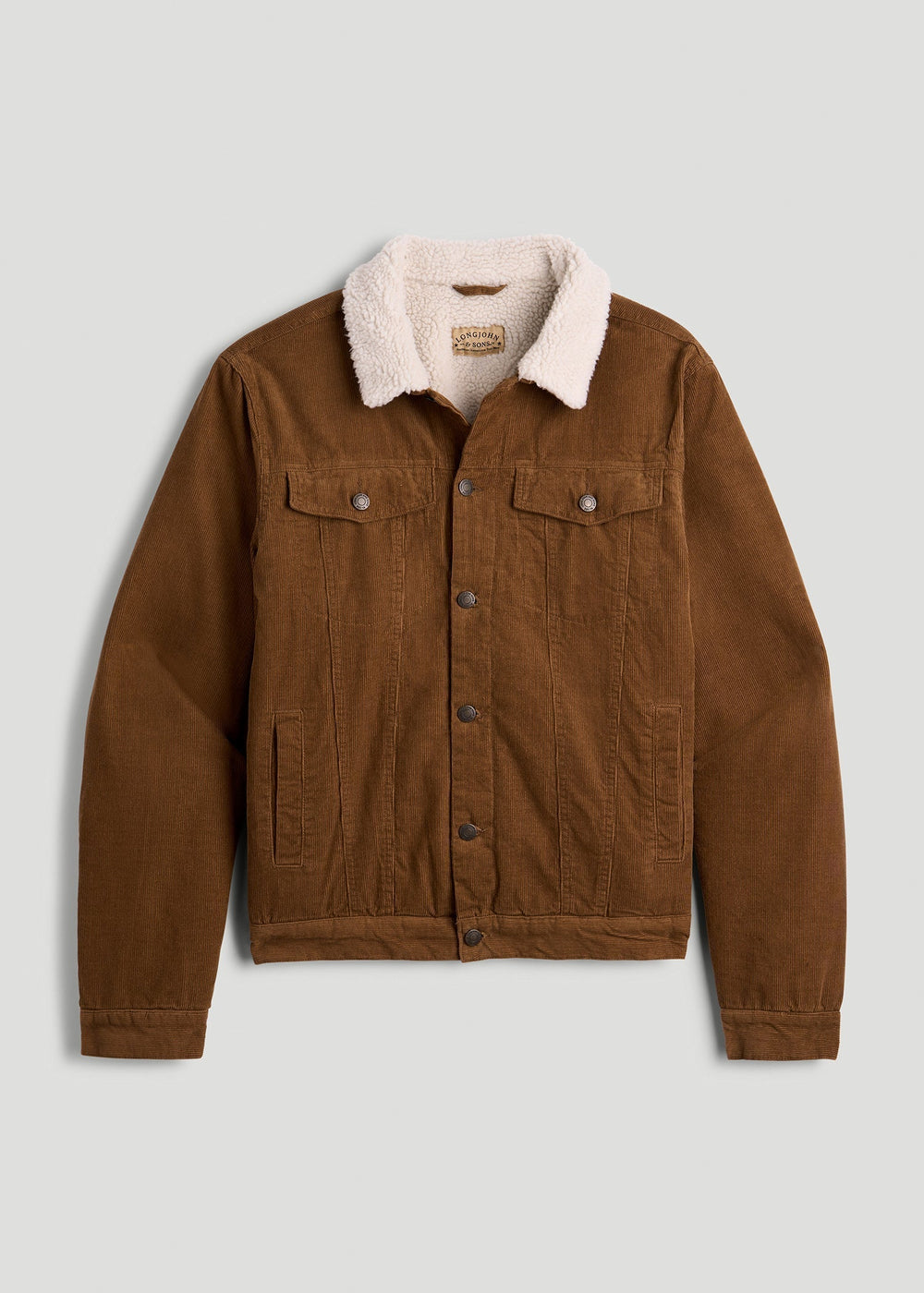 American Tall Discount | LJ&S Sherpa Corduroy Trucker Jacket for Tall Men in Tan Brown