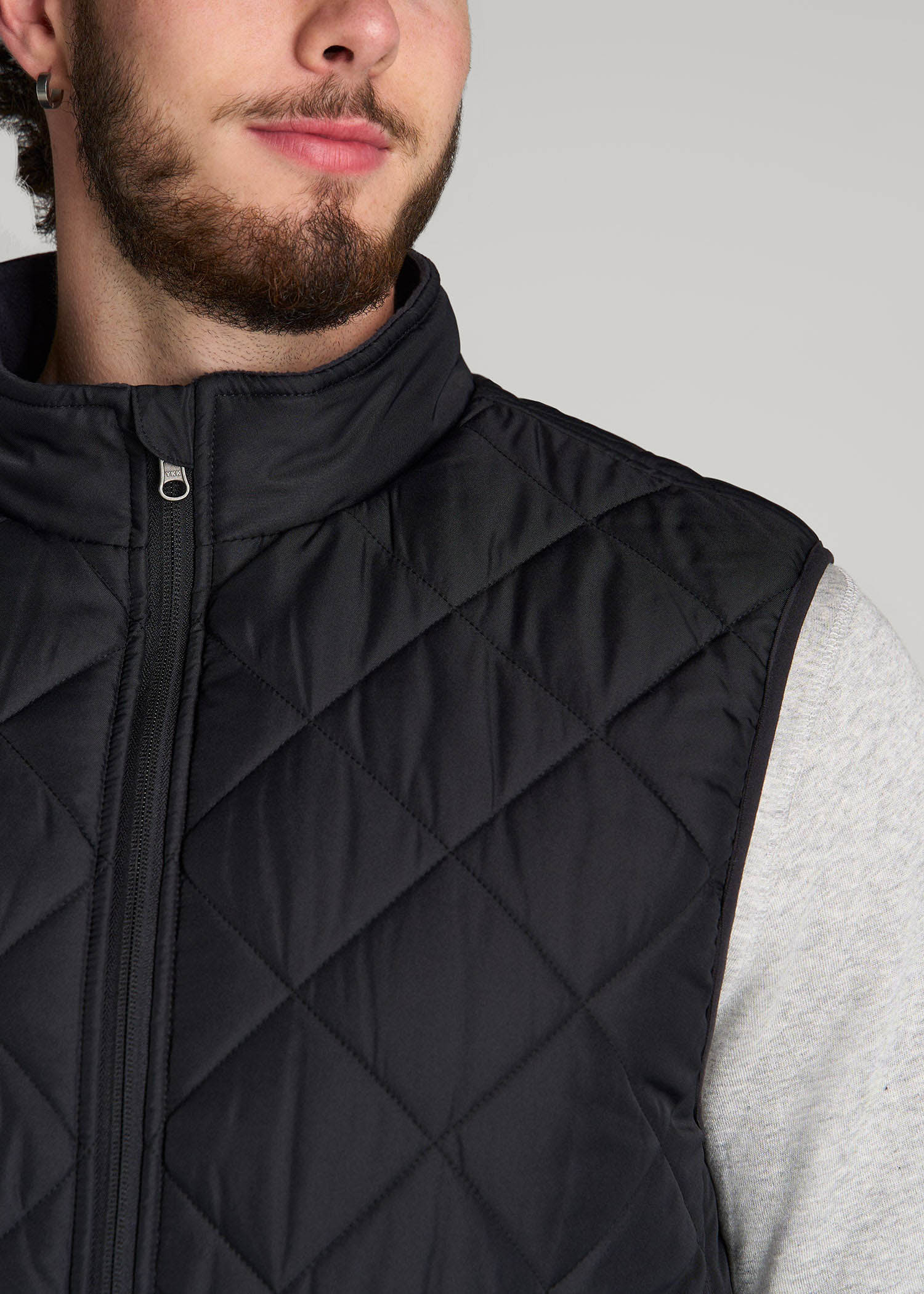 American Tall Online | Quilted Reversible Vest for Tall Men in Black & Charcoal
