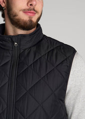American Tall Online | Quilted Reversible Vest for Tall Men in Black & Charcoal