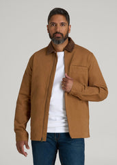 American Tall Sale | LJ&S Twill Shop Jacket for Tall Men in Dusty Brown