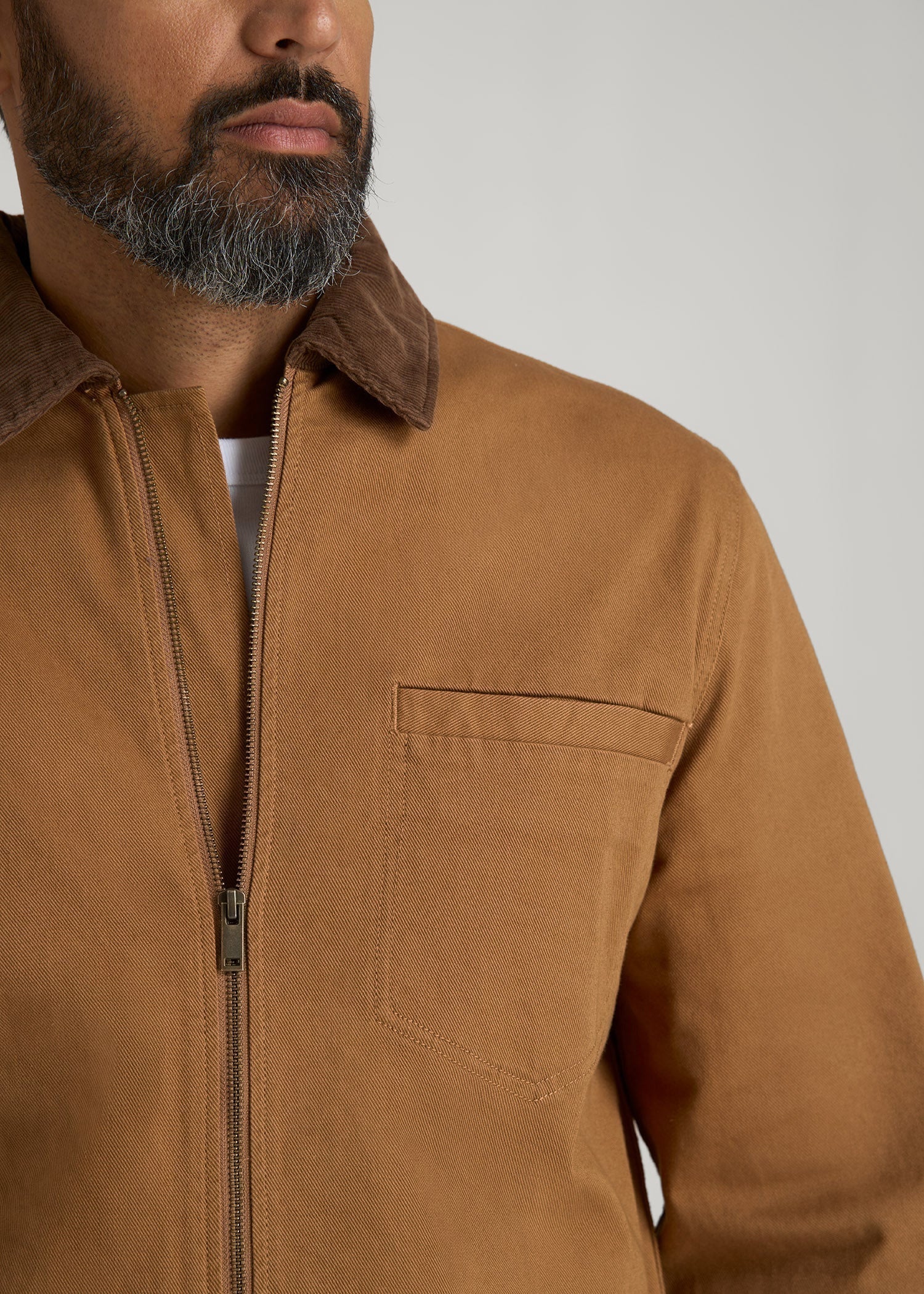 American Tall Sale | LJ&S Twill Shop Jacket for Tall Men in Dusty Brown