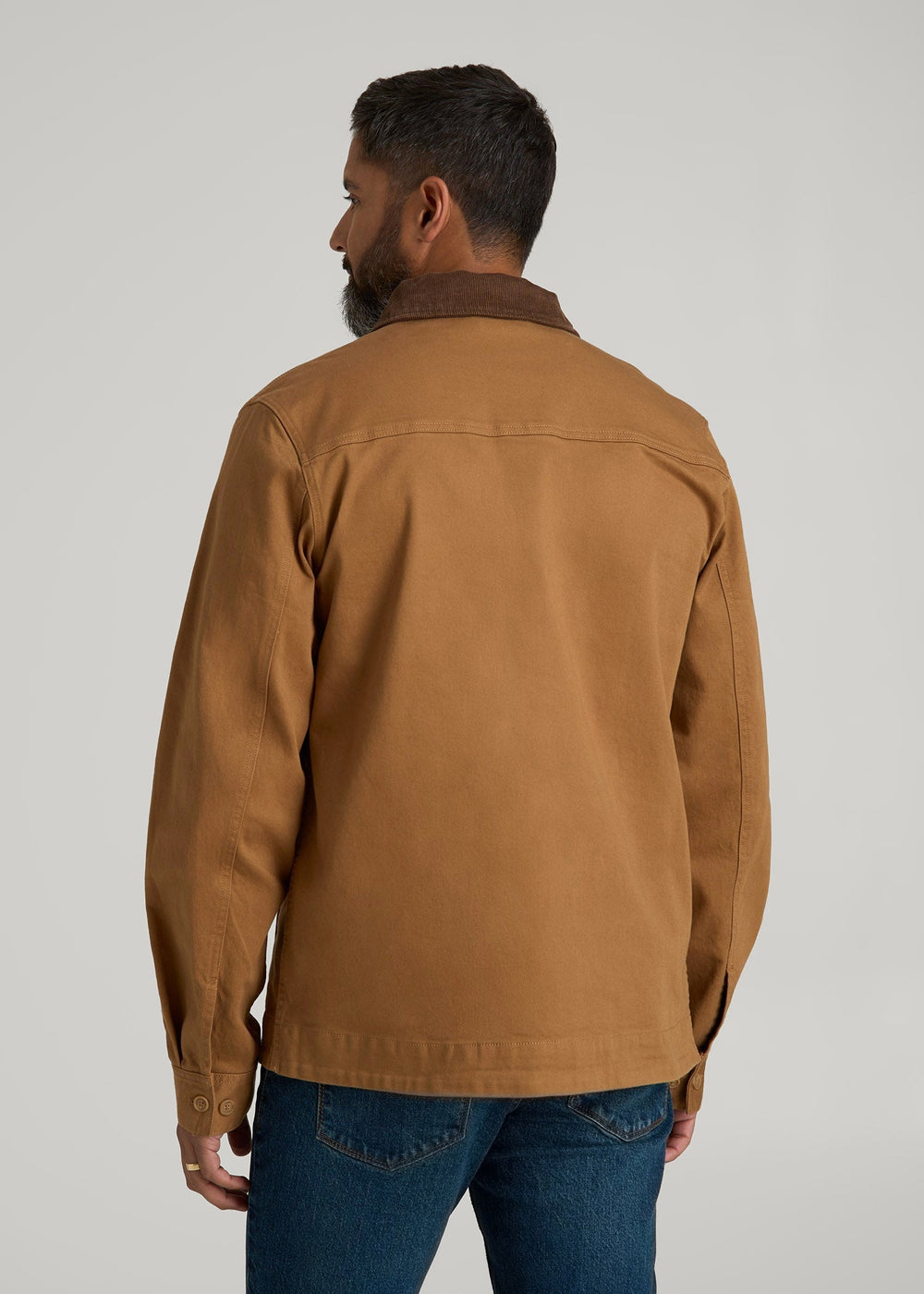 American Tall Sale | LJ&S Twill Shop Jacket for Tall Men in Dusty Brown