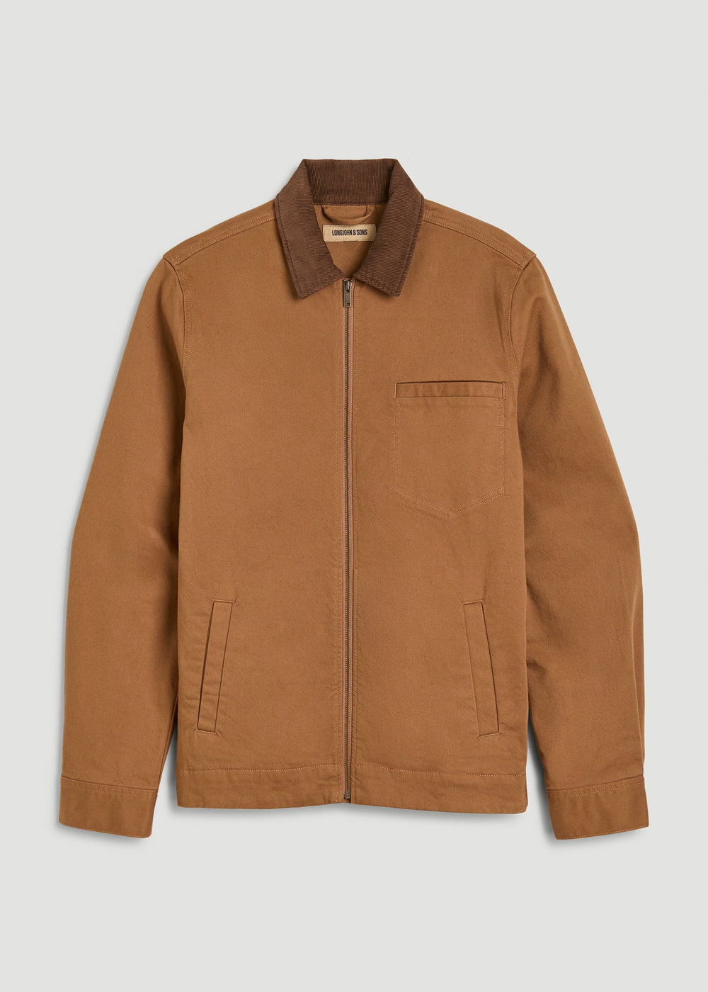 American Tall Sale | LJ&S Twill Shop Jacket for Tall Men in Dusty Brown