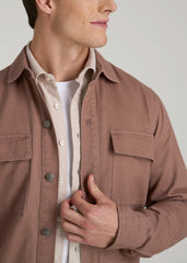 American Tall Outlet | Casual Twill Shirt Jacket for Tall Men in Nutmeg