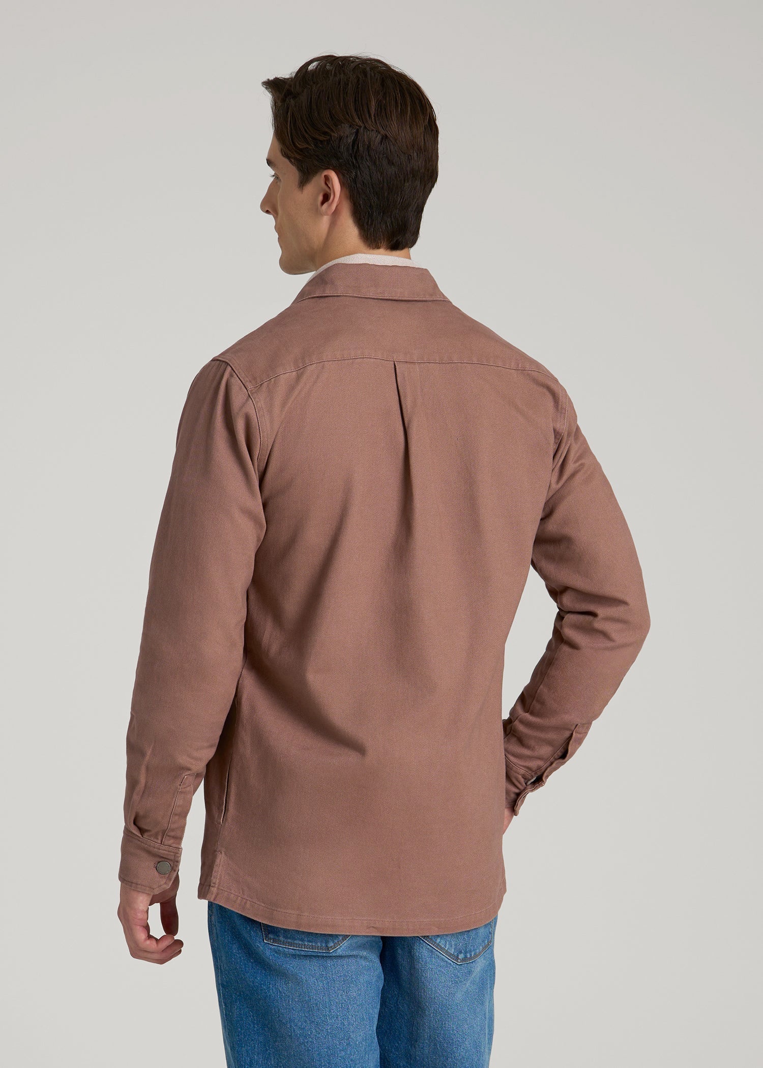 American Tall Outlet | Casual Twill Shirt Jacket for Tall Men in Nutmeg