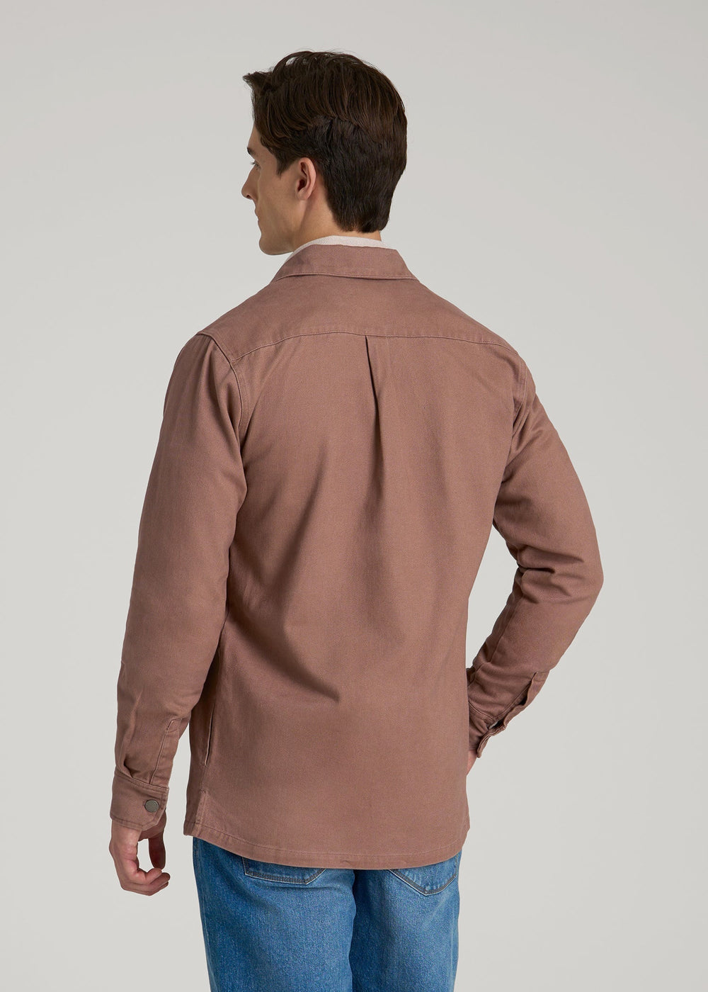 American Tall Outlet | Casual Twill Shirt Jacket for Tall Men in Nutmeg